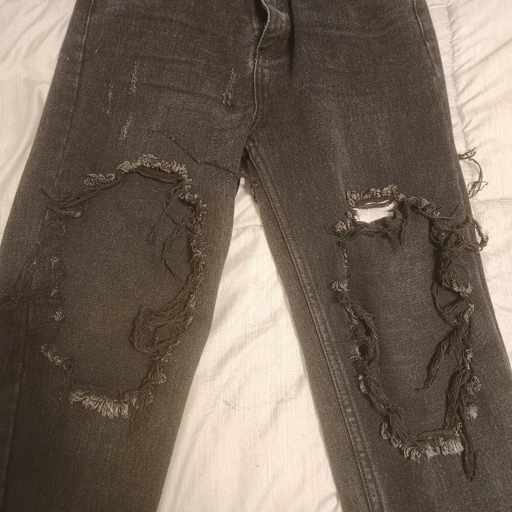 UNIF x Urban Outfitters High Waist Twerk Ripped Shredded Jeans